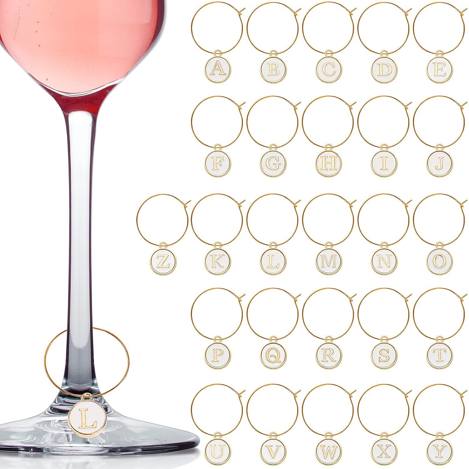 Wine Or Beer - 26Pcs Wine Charms for Stem Glasses