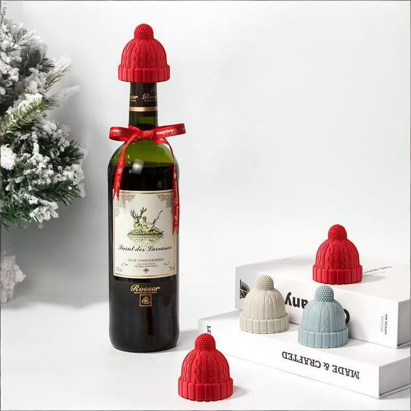Wine Beer Hat - Cute Knit Hat Silicone Wine Stopper