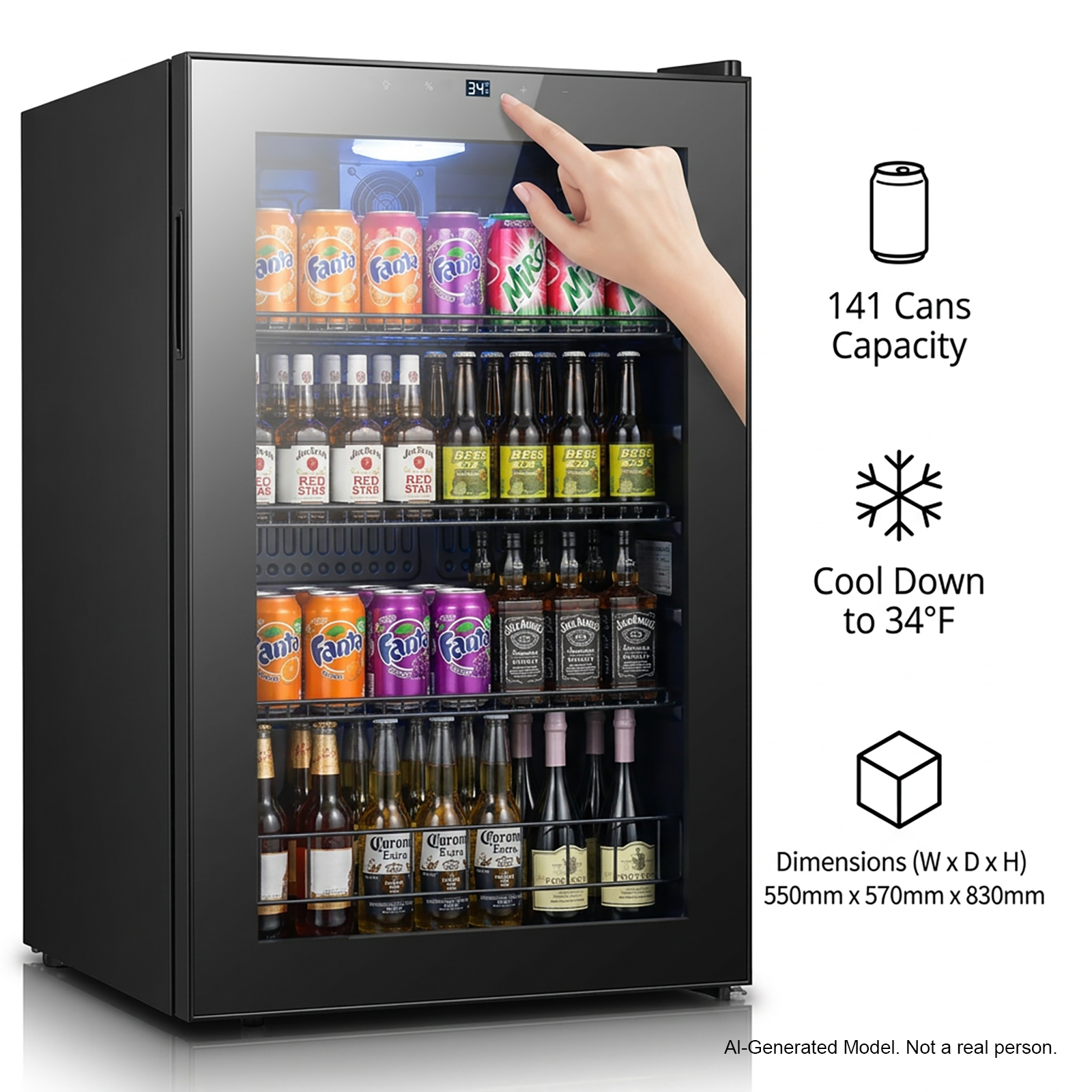 Wine Beer Cooler Direct - Mini Glass Door Beverage Cooler 141-Can
