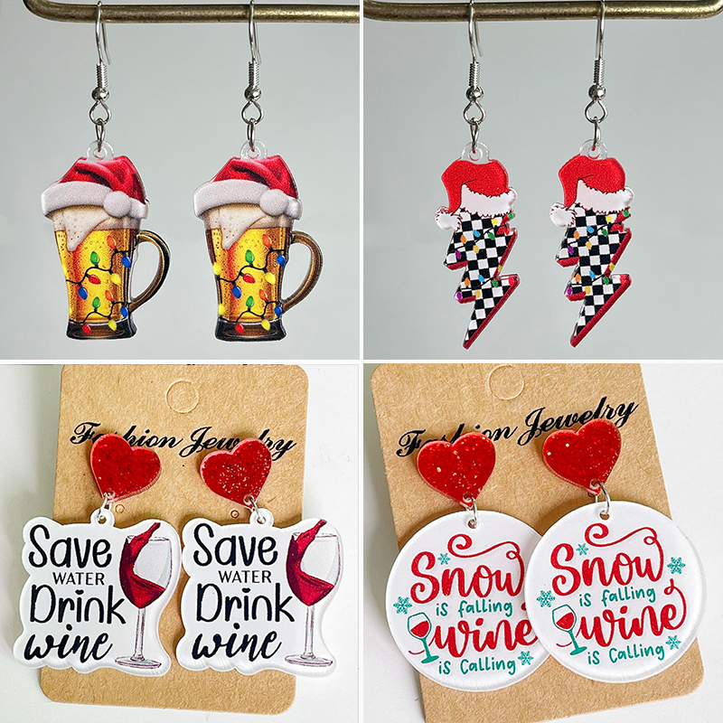 New Christmas Earrings Christm - Wine Beer Hat incelemesi ve fiyatı