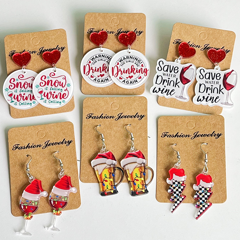 New Christmas Earrings Christm - Wine Beer Hat incelemesi ve fiyatı