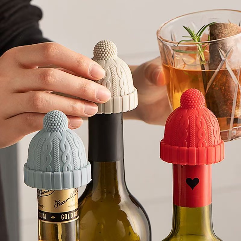 Cute Knit Hat Silicone Wine St - Wine Beer Hat incelemesi ve fiyatı