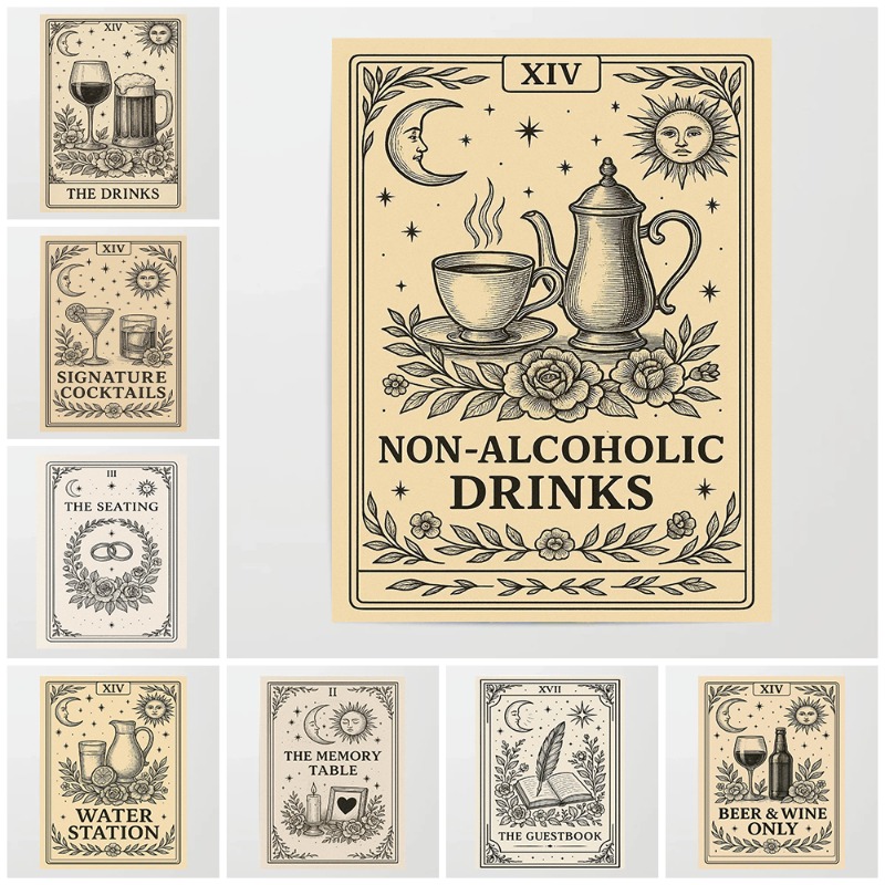 Vintage Tarot Wedding Poster B - Wine Beer Menu incelemesi ve fiyatı