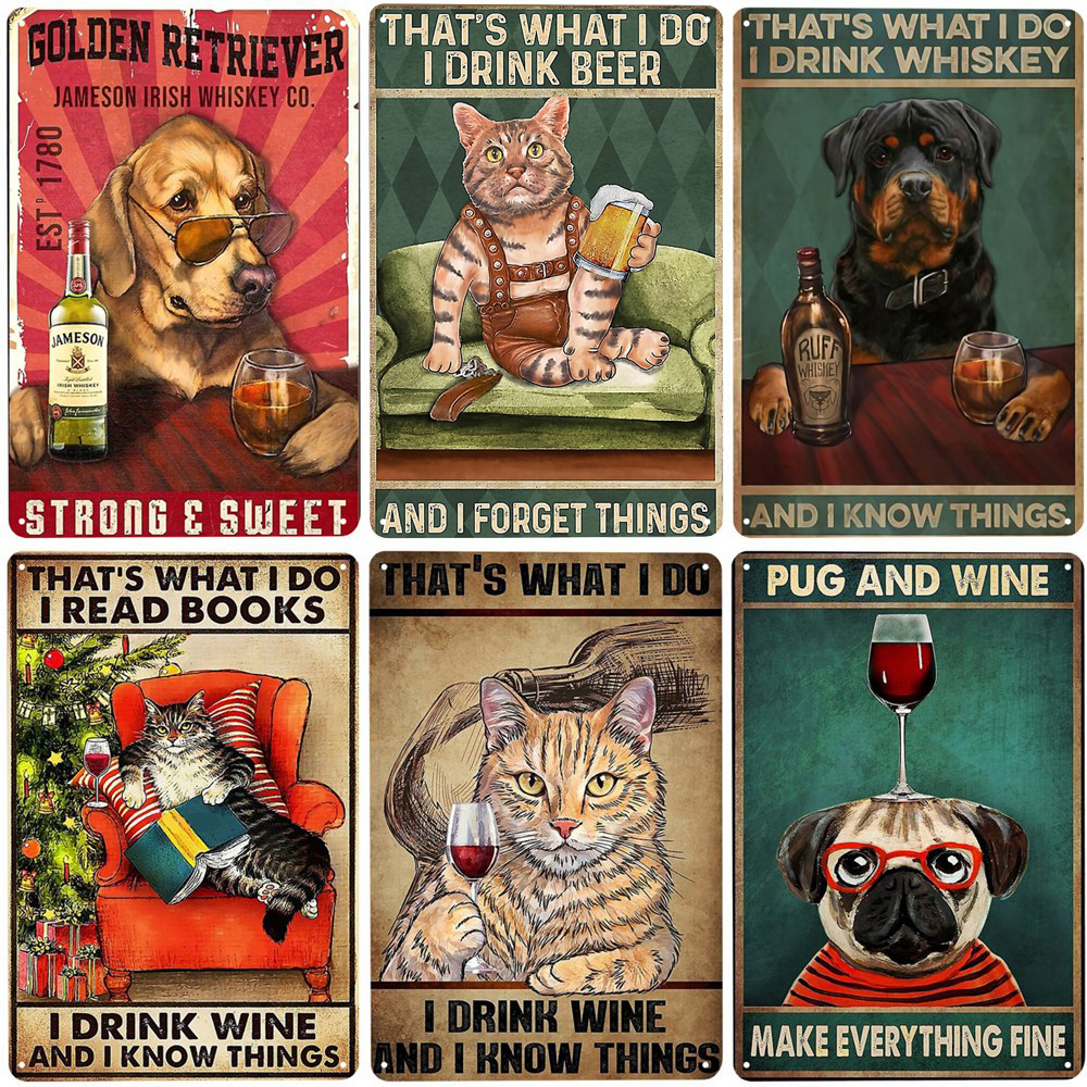 Cats and Wine Vintage Metal Si - Beer Wine Gin incelemesi ve fiyatı