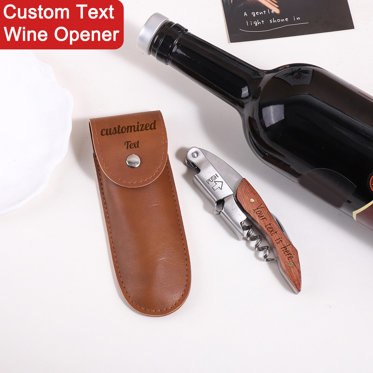 Wooden Handle Custom Text Wine - Wine With Beer Name incelemesi ve fiyatı